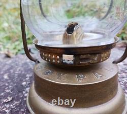 Antique Brass Boy Skaters Oil Lantern 1876 Ice Skating Lamp, Pre Dietz Rare