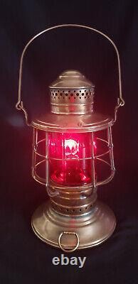 Antique Brass Dietz Dark Deck Lantern Red Kopp Globe Exc. Cond
