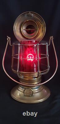Antique Brass Dietz Dark Deck Lantern Red Kopp Globe Exc. Cond