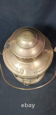 Antique Brass Dietz Dark Deck Lantern Red Kopp Globe Exc. Cond