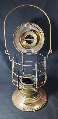 Antique Brass Dietz Dark Deck Lantern Red Kopp Globe Exc. Cond