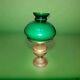 Antique Brass Kerosene Lantern With Green Shade