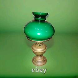 Antique Brass Kerosene Lantern With Green Shade