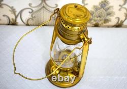 Antique Brass Lantern Lamp with Glass Enclosure Vintage- Inspired Décor Lantern