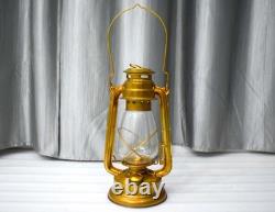 Antique Brass Lantern Lamp with Glass Enclosure Vintage- Inspired Décor Lantern