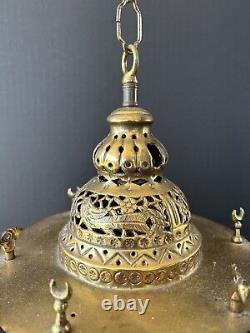 Antique Brass Lantern Middle Eastern Pierced Brass Hanging Lamp Ottoman Turkish