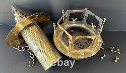 Antique Brass Lantern Middle Eastern Pierced Brass Hanging Lamp Ottoman Turkish