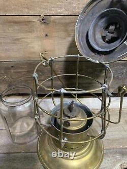 Antique Brass Lantern, Navy Ship WW1 Era Lantern, Glass Globe