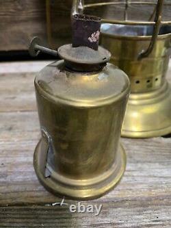 Antique Brass Lantern, Navy Ship WW1 Era Lantern, Glass Globe