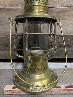 Antique Brass Lantern, Navy Ship WW1 Era Lantern, Glass Globe