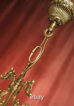 Antique Brass Lantern Solid Ceiling One Lamp Chandelier Cut Glass Ø 9