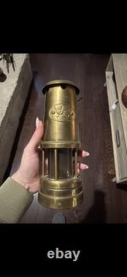 Antique Brass Miners Safety Lamp Carbide Lantern Vintage Mining Collectible