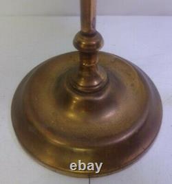 Antique Brass Oil Student Desk Lamp Kleemann Burner Milk Glass Electrified