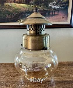 Antique Brass Onion Oil Lanterns Vintage Maritime Ship Lamp Glass Globe Hadrot