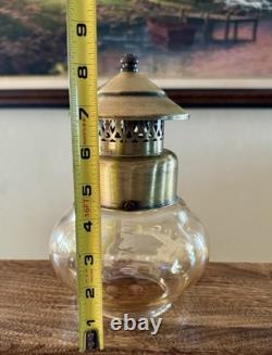 Antique Brass Onion Oil Lanterns Vintage Maritime Ship Lamp Glass Globe Hadrot