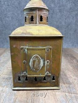 Antique Brass Perko Ship Marine Nautical De-lite Red Green Light Lantern Patina