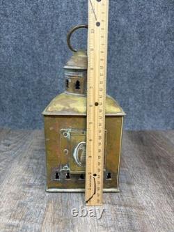 Antique Brass Perko Ship Marine Nautical De-lite Red Green Light Lantern Patina