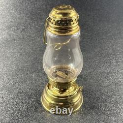 Antique Brass Skater's Lantern Kerosene Oil Lamp Hurricane Globe 19th Century