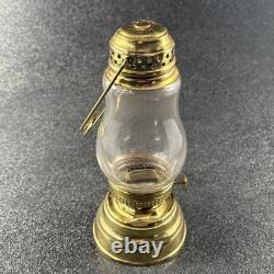 Antique Brass Skater's Lantern Kerosene Oil Lamp Hurricane Globe 19th Century
