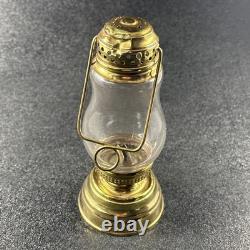 Antique Brass Skater's Lantern Kerosene Oil Lamp Hurricane Globe 19th Century