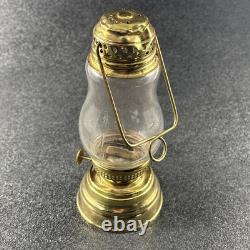 Antique Brass Skater's Lantern Kerosene Oil Lamp Hurricane Globe 19th Century