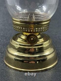 Antique Brass Skater's Lantern Kerosene Oil Lamp Hurricane Globe 19th Century