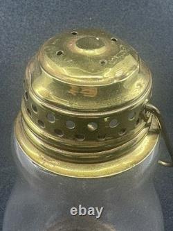 Antique Brass Skater's Lantern Kerosene Oil Lamp Hurricane Globe 19th Century