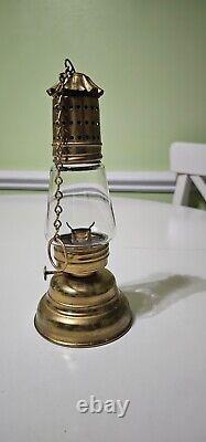 Antique Brass Skaters Oil Lantern Lamp 9 with Smoke Bell