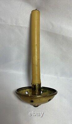 Antique Brass & Stained Glass Processional Candle Lantern Pole Mount Cross 25.5