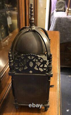 Antique Brass Striking Lantern Clock In Good Working Order