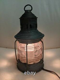 Antique Brass TRIPLEX Maritime Nautical Electric LAMP LANTERN