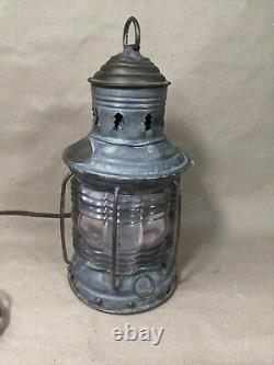 Antique Brass TRIPLEX Maritime Nautical Electric LAMP LANTERN