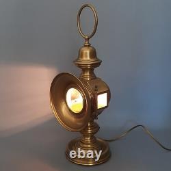 Antique Brass Table Lamp Vintage Car Lantern Electrified 1950