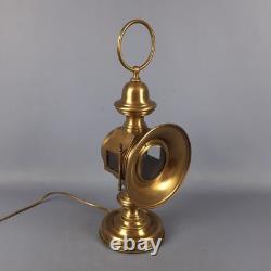 Antique Brass Table Lamp Vintage Car Lantern Electrified 1950