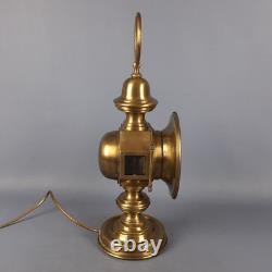 Antique Brass Table Lamp Vintage Car Lantern Electrified 1950