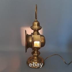 Antique Brass Table Lamp Vintage Car Lantern Electrified 1950