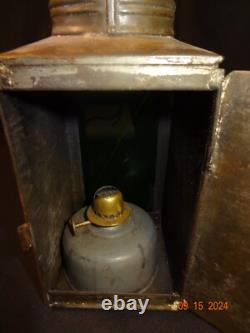 Antique Brass Top Tin Lantern Green Glass Side J. Sangster 1862 Burner