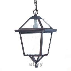 Antique Bronze Glass Hanging Lantern Light