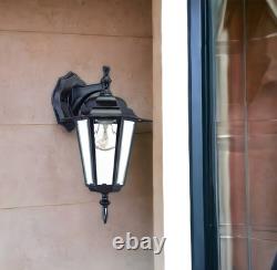 Antique Bronze Glass Hanging Lantern Wall Light