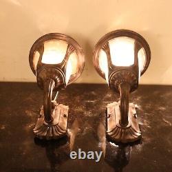 Antique Bronze Outdoor Wall Lamps Porch Lights Cathedral Glass Vintage 2005
