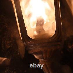 Antique Bronze Outdoor Wall Lamps Porch Lights Cathedral Glass Vintage 2005