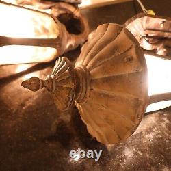Antique Bronze Outdoor Wall Lamps Porch Lights Cathedral Glass Vintage 2005