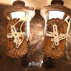 Antique Bronze Outdoor Wall Lamps Porch Lights Cathedral Glass Vintage 2005