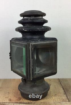 Antique C. M. Hall Carriage Lantern Light Lamp Right And Left Set Beveled Glass
