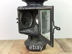 Antique C. M. Hall Carriage Lantern Light Lamp Right And Left Set Beveled Glass