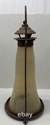 Antique Candle Light Lantern. Rare Find. Thick glass and metal. 18 H