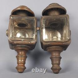 Antique Car Lanterns Rejna Zanardini Milan Iron Brass Glass Early'900