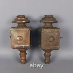 Antique Car Lanterns Rejna Zanardini Milan Iron Brass Glass Early'900