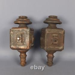 Antique Car Lanterns Rejna Zanardini Milan Iron Brass Glass Early'900