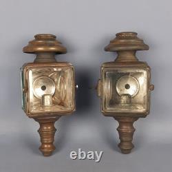 Antique Car Lanterns Rejna Zanardini Milan Iron Brass Glass Early'900